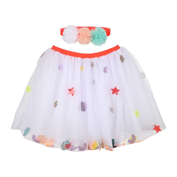 Meri Meri White Confetti Dress Up Tutu & Headband - Picture 2 of 10